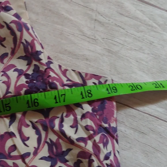 Tory Burch Purple and Cream Silk Blend Floral Blouse Size 6 - Picture 6 of 7